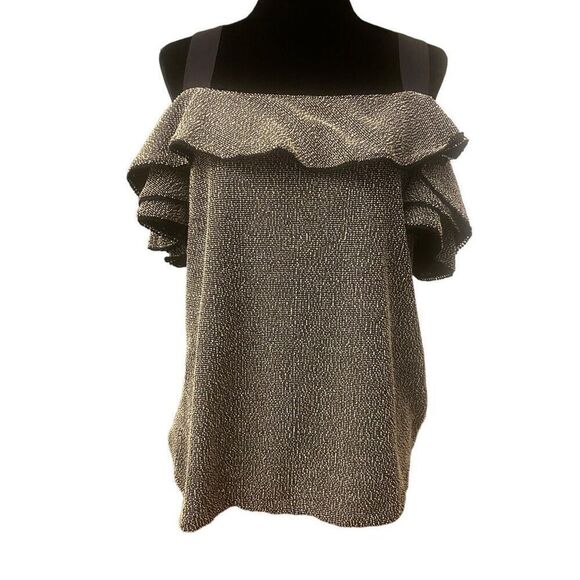 Banana Republic Textured Ruffle Sleeve Top – Size Large - Picture 2 of 11